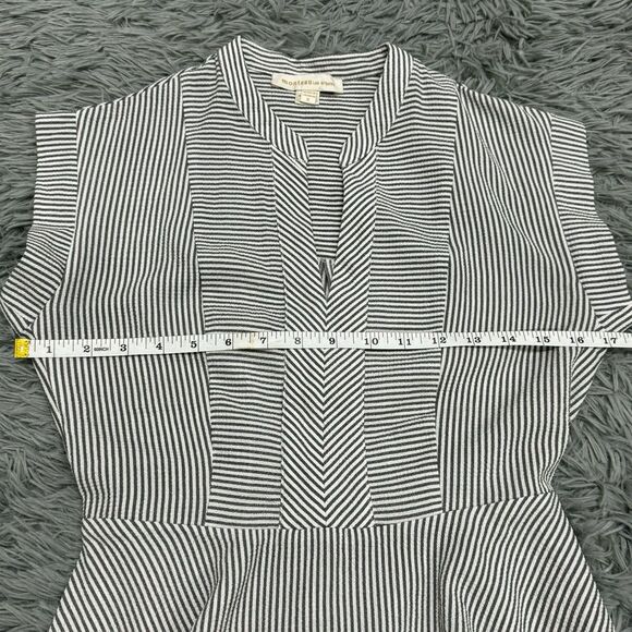 Monteau Peplum Striped Short Sleeve V-Neck Shirt Size Small - Picture 8 of 9